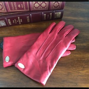 Red leather Coach gloves